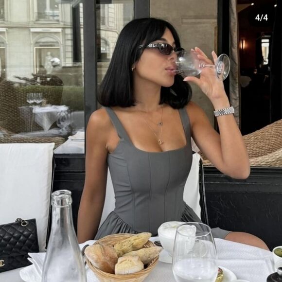 NWT ZARA Gray corset dress GATHERED CORSETRY-INSPIRED DRESS - Picture 6 of 16